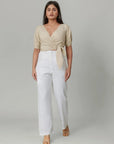 Beige Wrap Crop Top by Enhyphen
