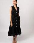 Black Linen Midi Dress by Enhyphen The Label