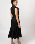 Black Linen Midi Dress by Enhyphen The Label