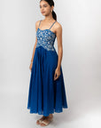 Cobalt Blue Embroidered Maxi Dress by Enhyphen The Label