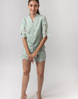 MINT GREEN SCALLOP-TRIM SHIRT