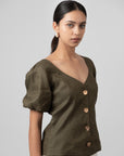 OLIVE GREEN PUFF TOP