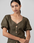OLIVE GREEN PUFF TOP