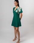 EMERALD BLOOM MINI DRESS