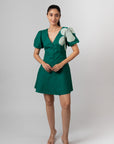 EMERALD BLOOM MINI DRESS