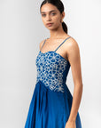 COBALT BLUE EMBROIDERED MAXI DRESS