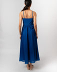 COBALT BLUE EMBROIDERED MAXI DRESS