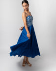 COBALT BLUE EMBROIDERED MAXI DRESS