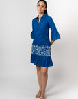 COBALT BLUE EMBROIDERED SHIRT DRESS