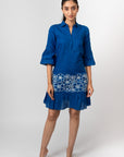 COBALT BLUE EMBROIDERED SHIRT DRESS