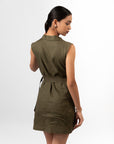 OLIVE GREEN UTILITY DRESS