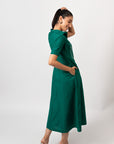 EMERALD BLOOM EMBROIDERED SHIRT DRESS