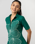 EMERALD BLOOM EMBROIDERED SHIRT DRESS