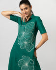 EMERALD BLOOM EMBROIDERED SHIRT DRESS