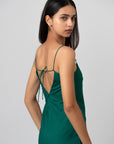 EMERALD BLOOM LONG SLIP DRESS