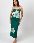 EMERALD BLOOM LONG SLIP DRESS