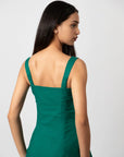 Emerald Bloom Embroidered Sleeveless Midi Dress by Enhyphen The Label