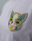 Lilac Hand-Beaded Cat Linen Top by ENHYPHEN The Label