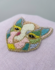 Lilac Hand-Beaded Cat Linen Top by ENHYPHEN The Label