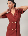 Maroon Blazer Dress by Enhyphen The Label