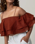 Maroon Ruffled Crop Top by Enhyphen