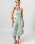 Mint Green Embroidered Halter Midi Dress by Enhyphen