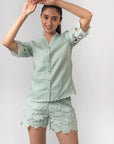 Mint Green Embroidered Shirt by Enhyphen