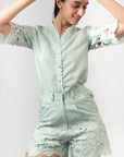 Mint Green Embroidered Shirt by Enhyphen