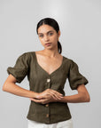 Olive Green Puff Top by Enhyphen