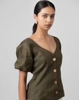 Olive Green Puff Top by Enhyphen The Label