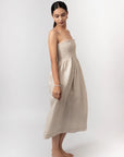 Striped Smocked Midi Dress by Enhyphen The Label