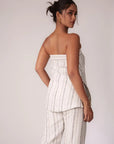 White and Black Striped Strapless Top by Enhyphen