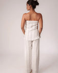 White and Black Striped Strapless Top by Enhyphen