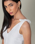 WHITE BOW STRAP TOP