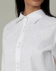 WHITE FLARED CUFF SHIRT
