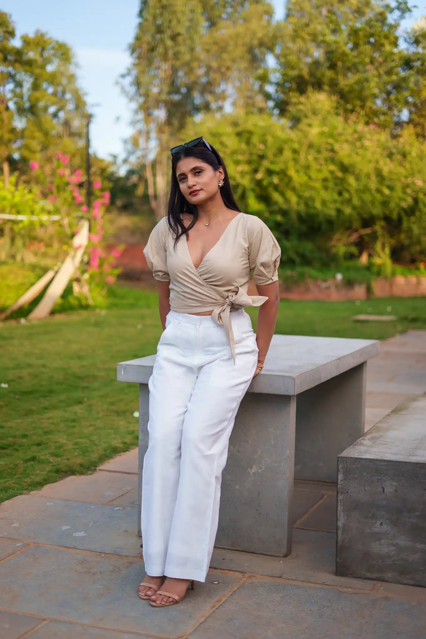 Beige Wrap Crop Top by Enhyphen