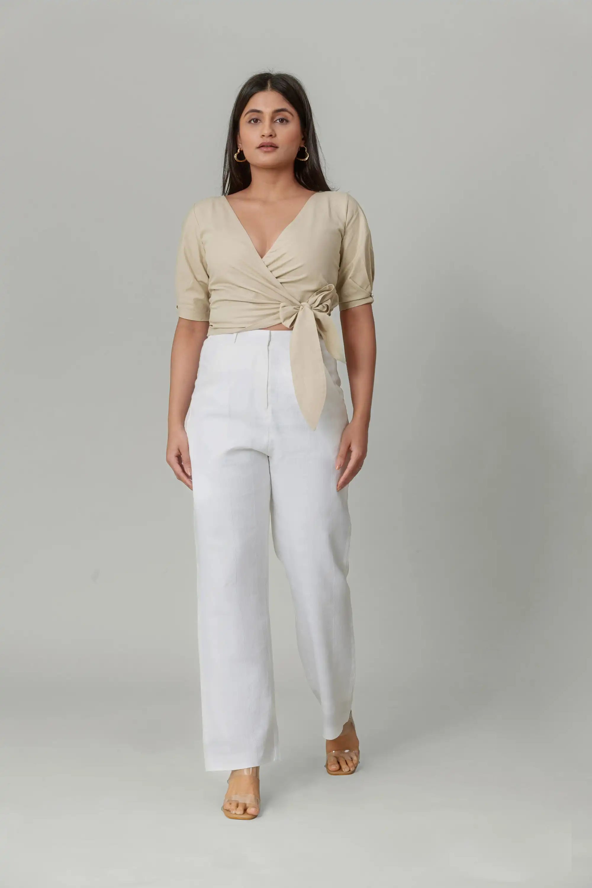 Beige Wrap Crop Top by Enhyphen