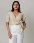 Beige Wrap Crop Top by Enhyphen