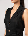 Black Linen Midi Dress by Enhyphen The Label