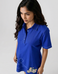 Cobalt Blue Beaded Scooter Cotton Shirt Dress by ENHYPHEN The Label
