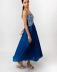 Cobalt Blue Embroidered Maxi Dress by Enhyphen The Label