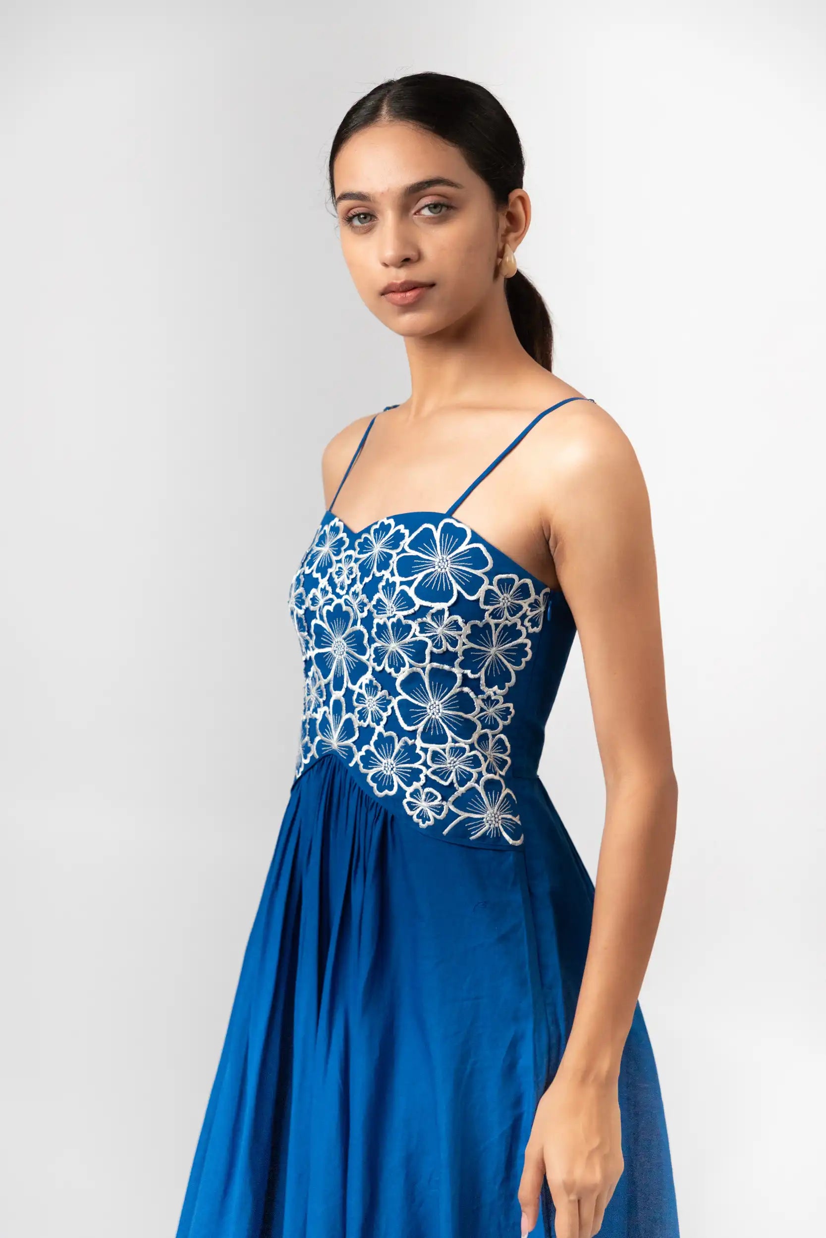 Cobalt Blue Embroidered Maxi Dress by Enhyphen The Label