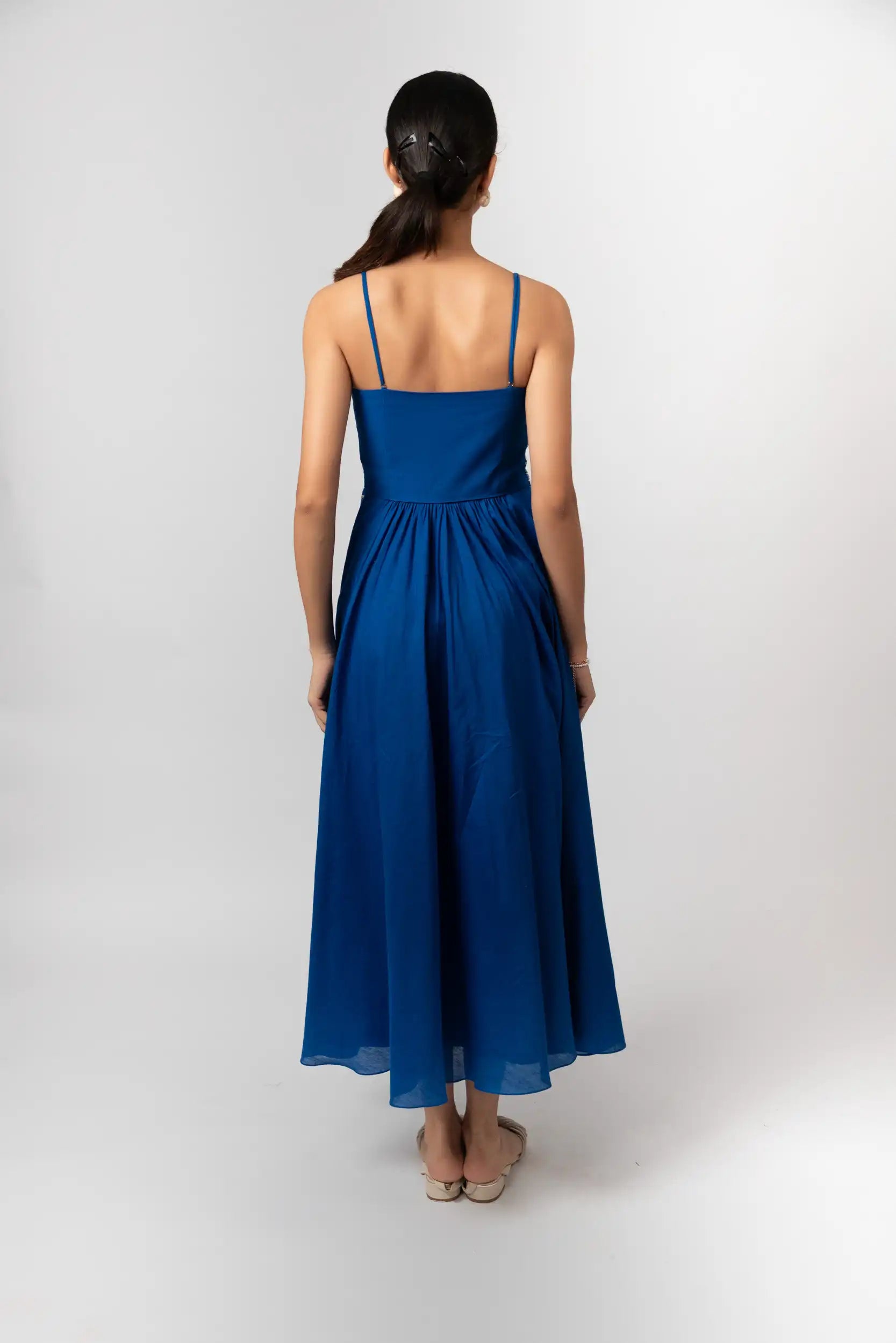Cobalt Blue Embroidered Maxi Dress by Enhyphen The Label