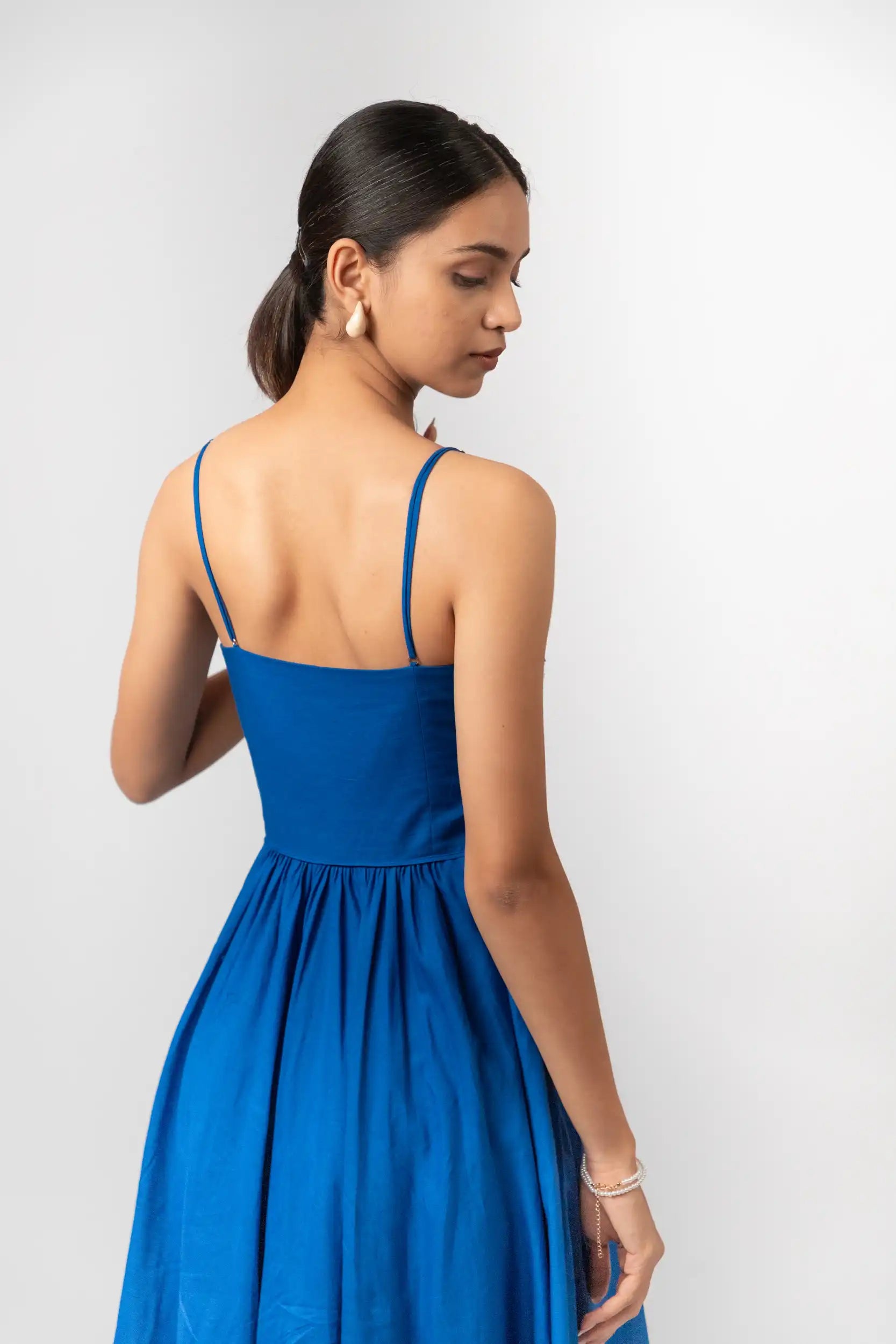 Cobalt Blue Embroidered Maxi Dress by Enhyphen The Label