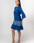 Cobalt Blue Embroidered Shirt Dress by Enhyphen The Label