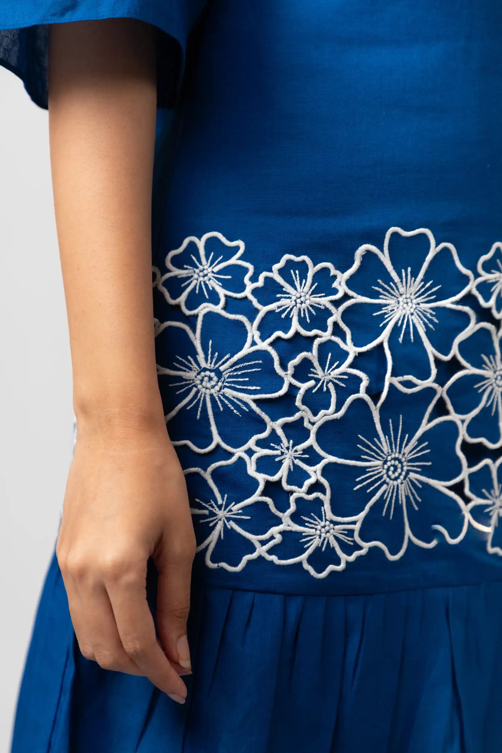 Cobalt Blue Embroidered Shirt Dress by Enhyphen The Label