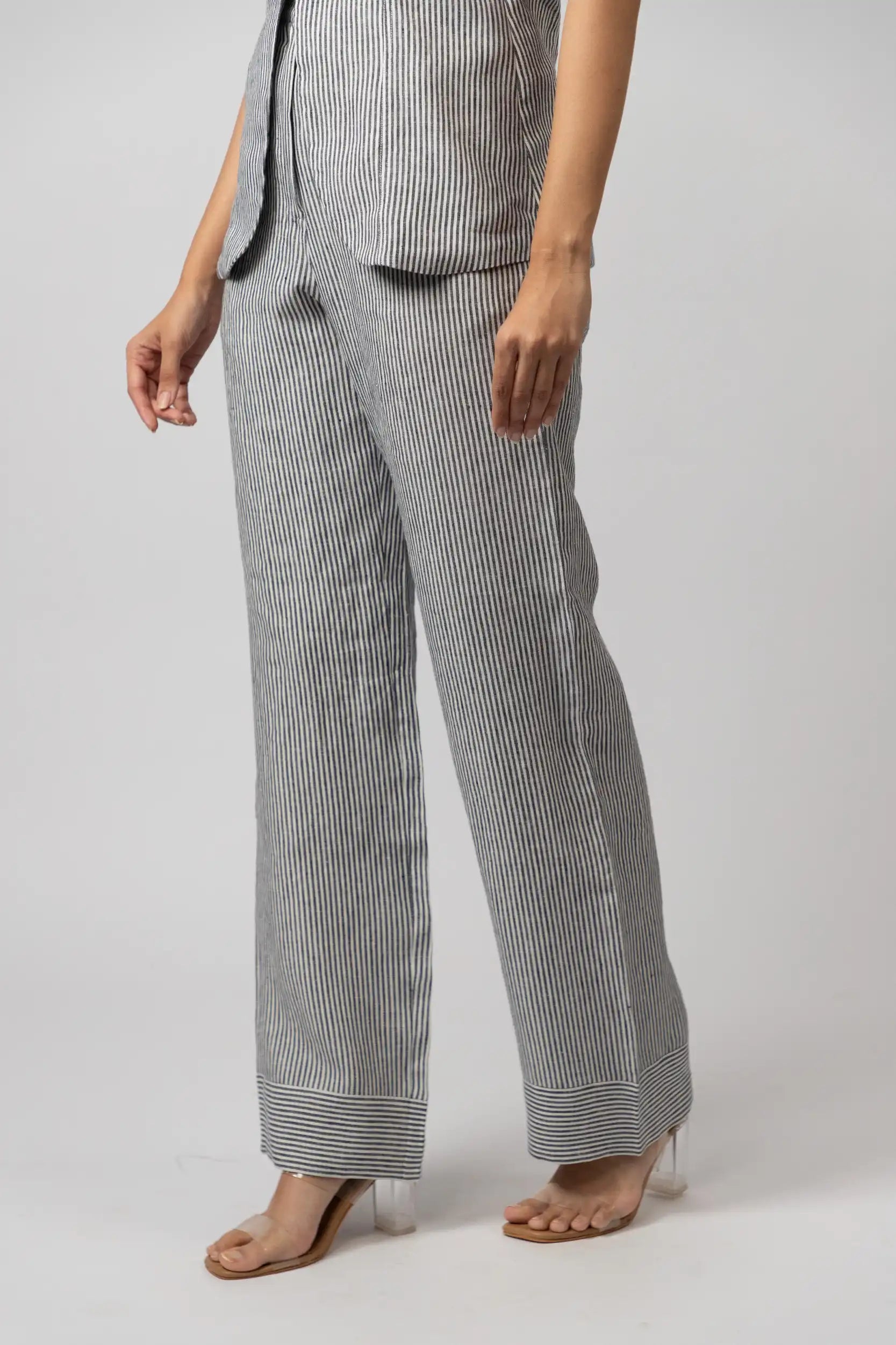 Dark Navy Blue Striped Trouser by Enhyphen The Label