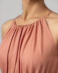 GATHERED HALTER PEPLUM TOP