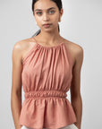GATHERED HALTER PEPLUM TOP