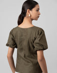 OLIVE GREEN PUFF TOP